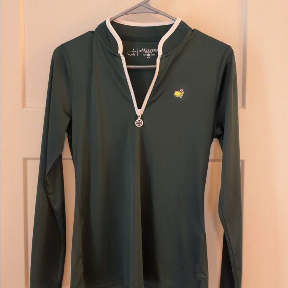 Tory Sport Dark Green 1/4 Zip Pullover with Yellow Masters Patch